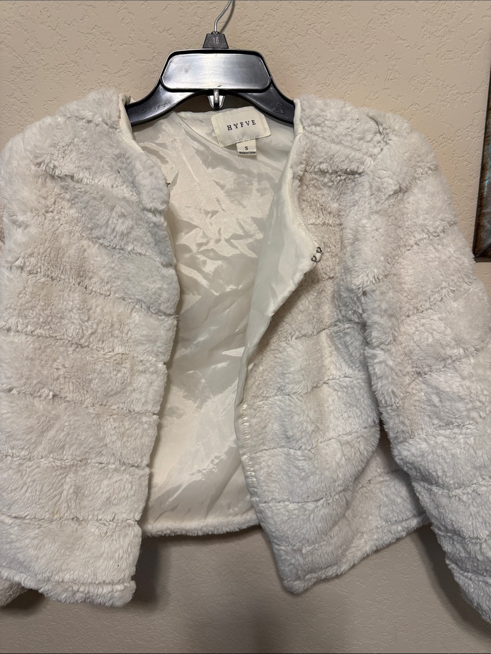 HYFVE Women's Cream Plush Teddy Jacket